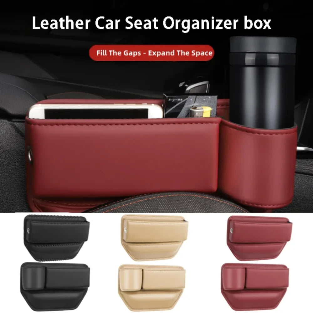 Premium Leather Car Seat Gap Organizer & Phone Holder